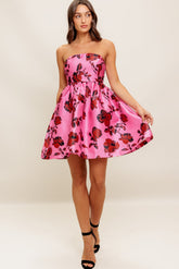WAVERLY MINI DRESS - PINK FLORAL